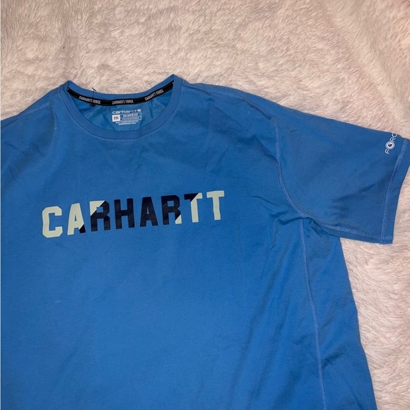 NWOT Carhartt Spell Out Relaxed Fit Shirt Blue Graphic 2XL - Picture 1 of 4